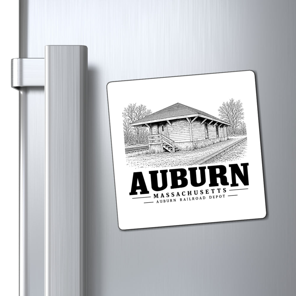 Auburn Railroad Depot 4 in Magnet in White — context view
