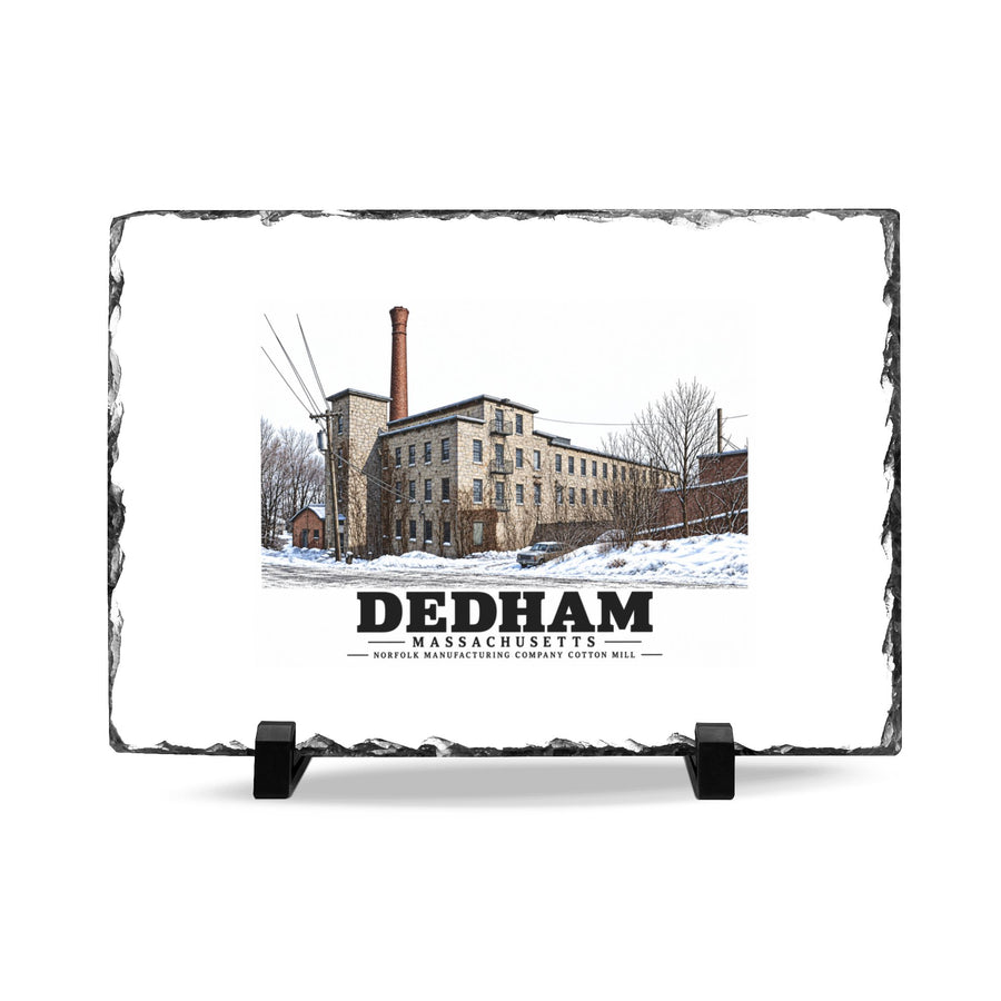 Dedham Norfolk Manufacturing Company Cotton Mill 7 × 11 in Slate Desk Plaque — Charles River Goods