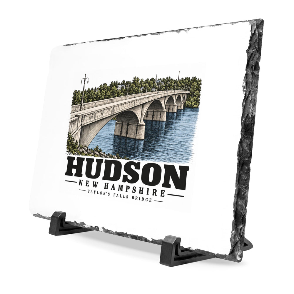 Illustrated Taylor’s Falls concrete bridge in Hudson on slate desk plaque