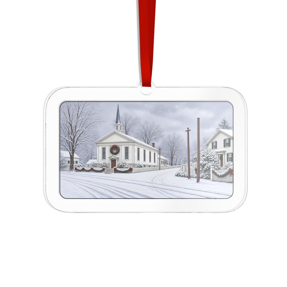 Historic Baptist Church / Streetscape — Blackstone, MA Christmas Ornament