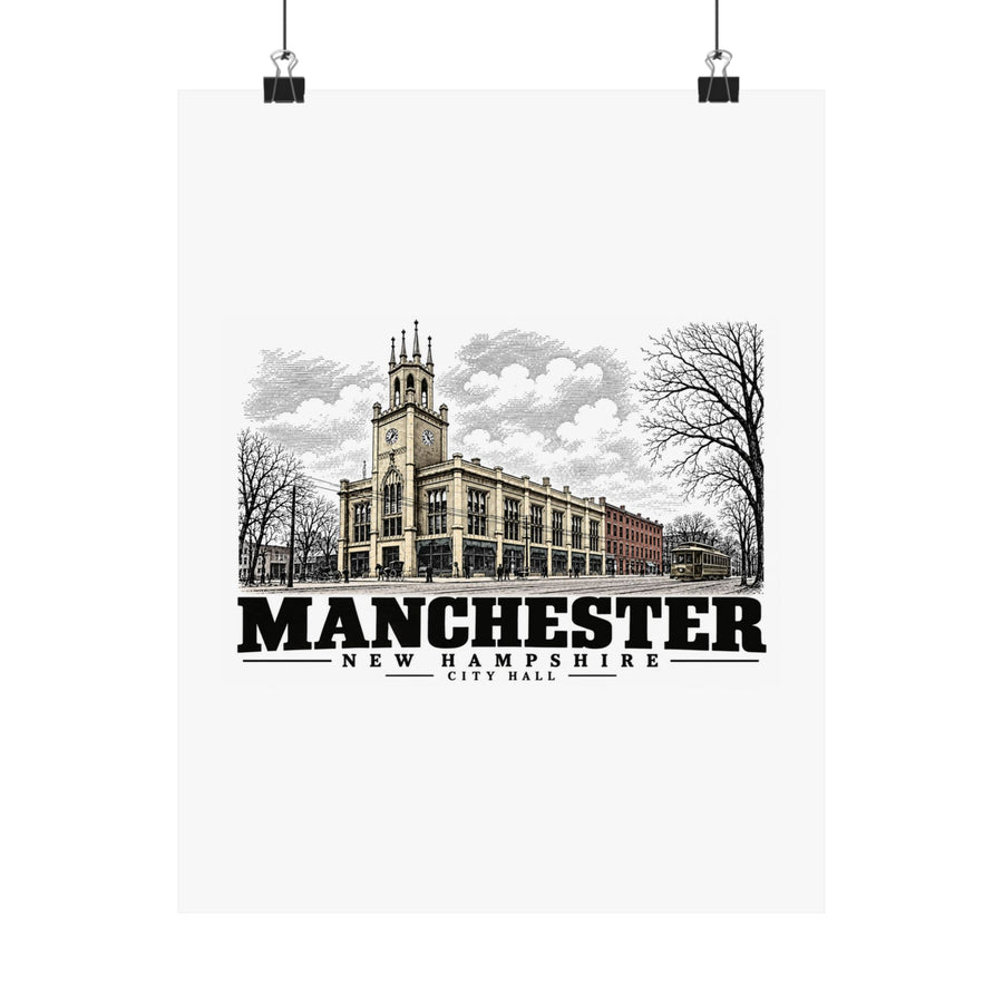11 x 14 front of City Hall matte poster, Manchester, New Hampshire.