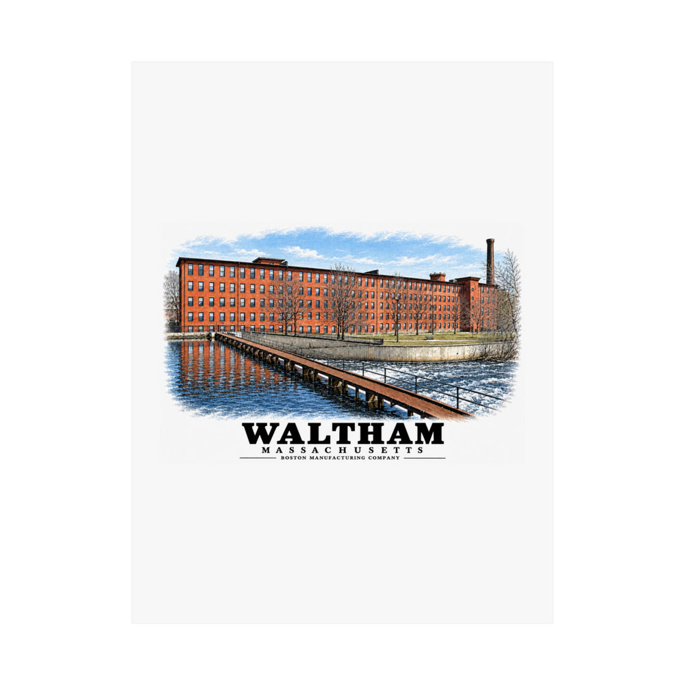 Boston Manufacturing Company, 144-190 Moody Street; Moody Street Dam, Charles River Matte Heritage Poster — 11 × 14 and 18 × 24 in - Charles River