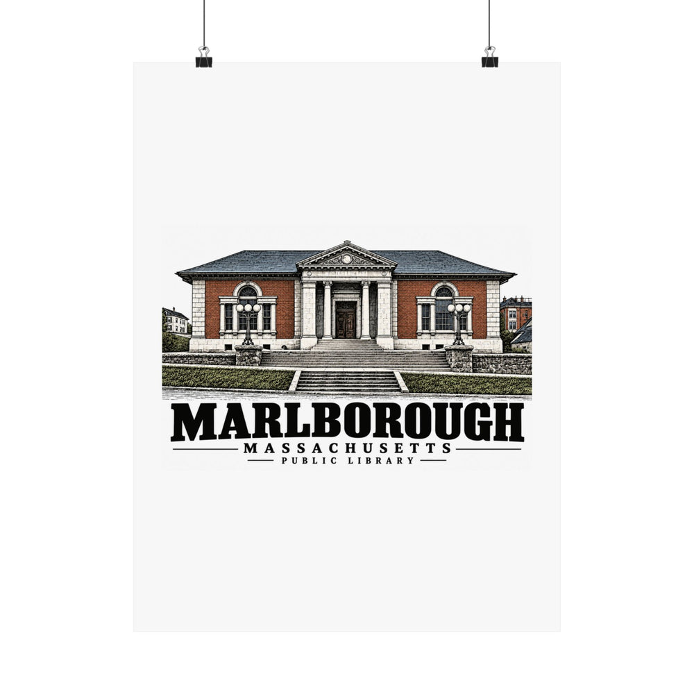 Illustrated Public Library in Marlborough on unframed matte poster