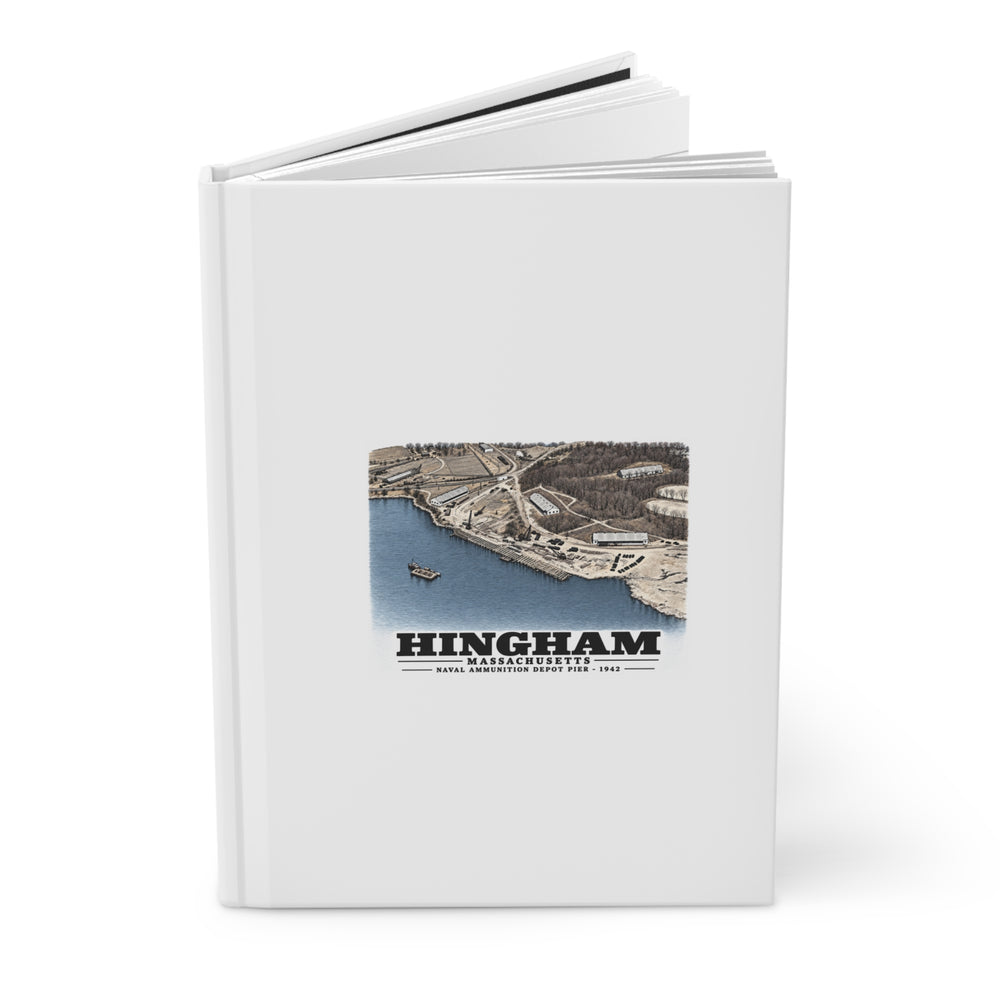 Construction progress New pier USNAD, Hingham, MA Matte Hardcover Journal - Boston Harbor
