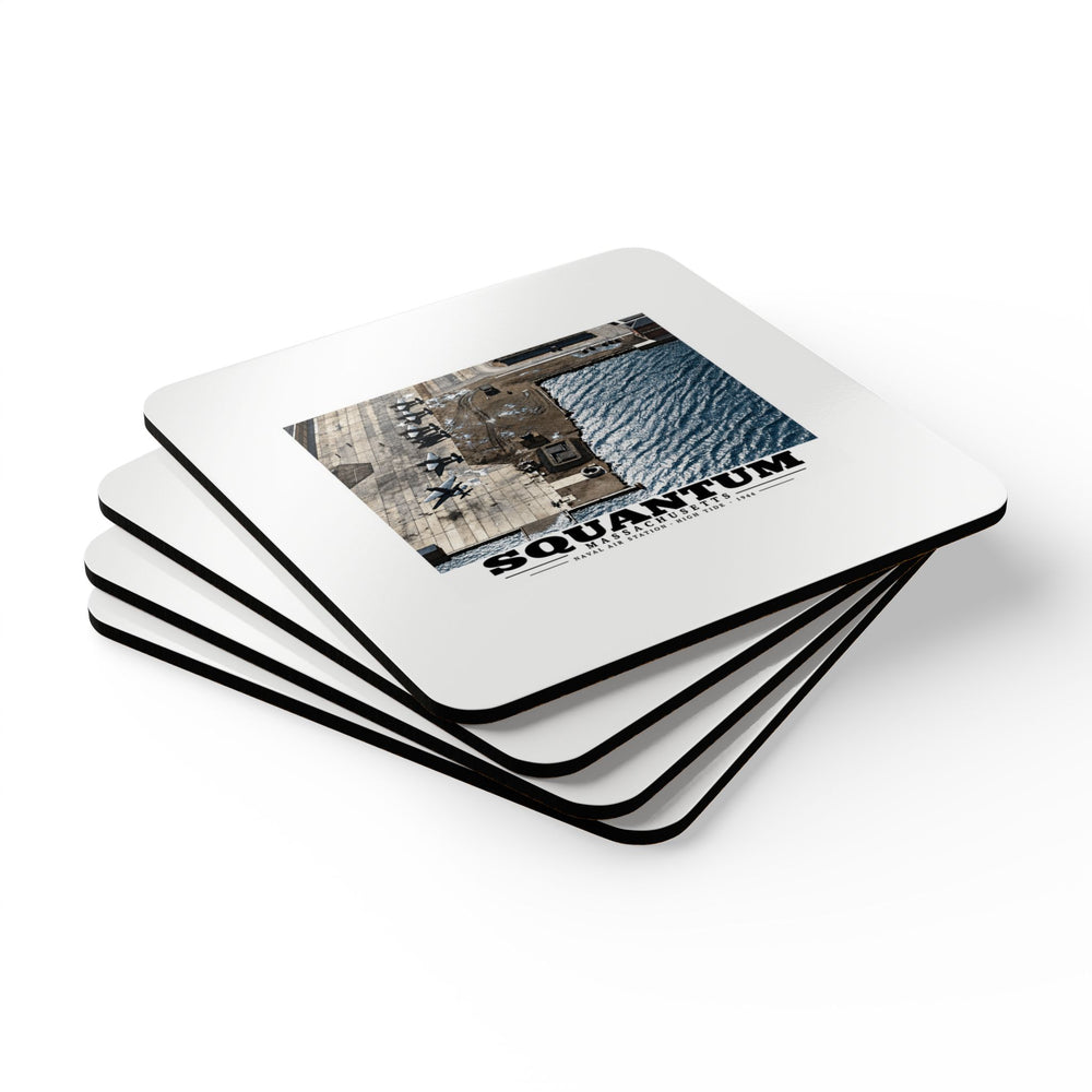 NAS Squantum at high tide Cork Back Coaster Set - Boston Harbor