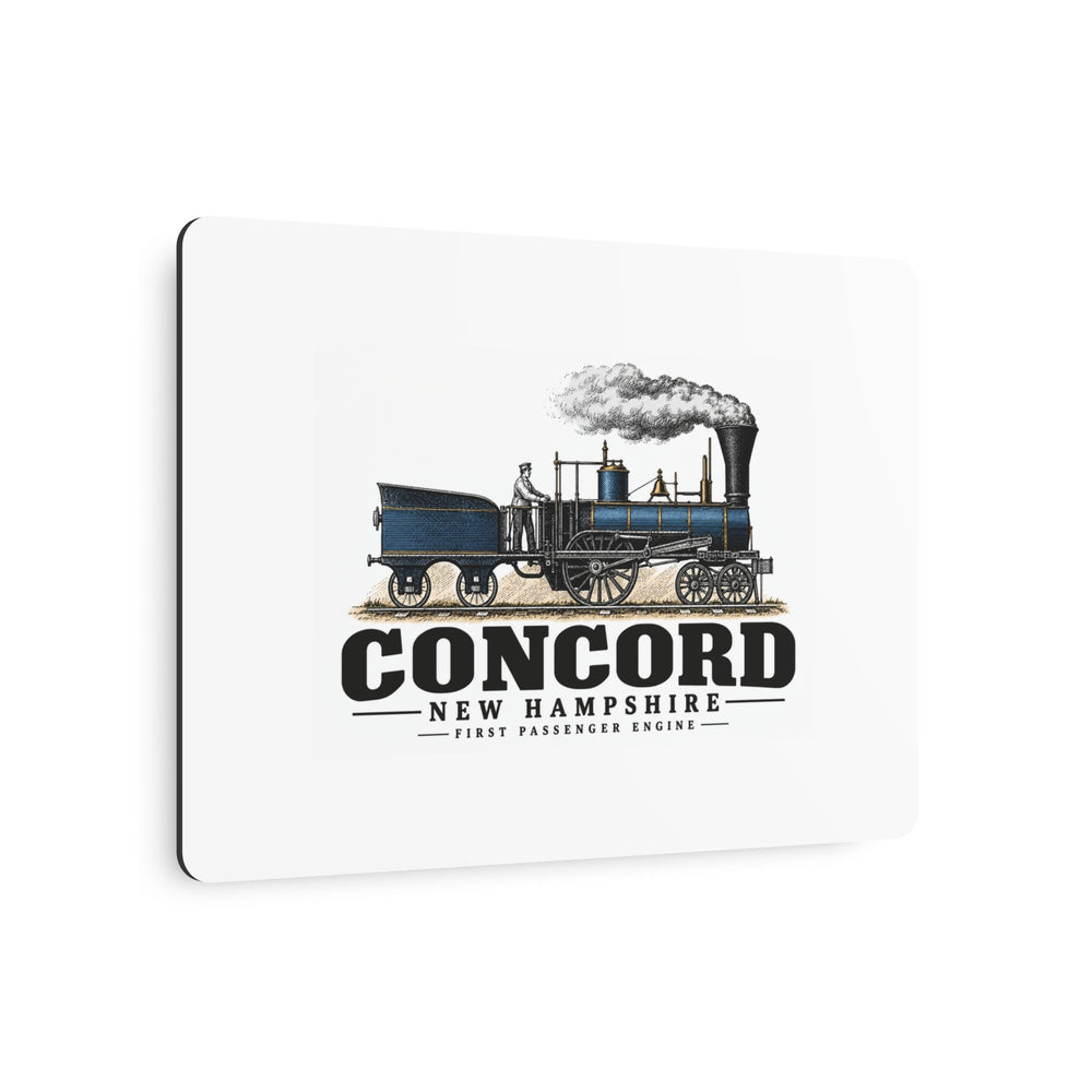 Angled front of First Passenger Engine horizontal metal wall art, Concord, New Hampshire.
