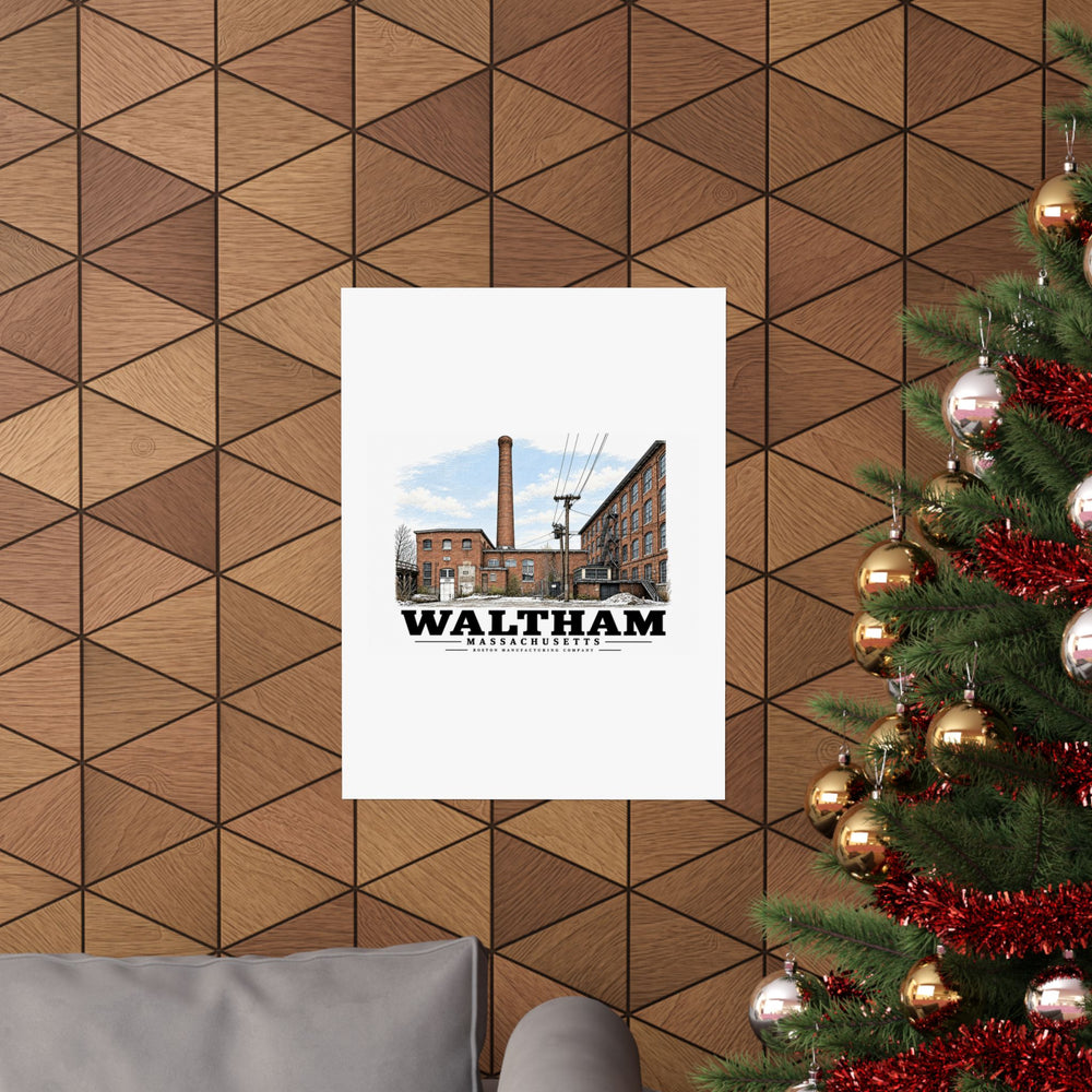 Illustrated Boston Manufacturing Company in Waltham on unframed matte poster