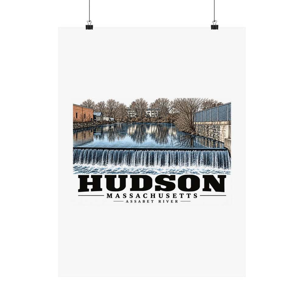 Illustrated Assabet River in Hudson on unframed matte poster