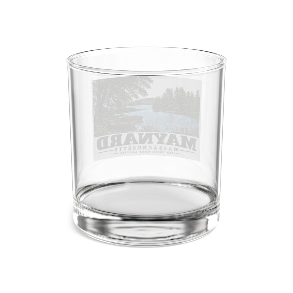 Illustrated Ben Smith Boat Landing in Maynard on rocks glass