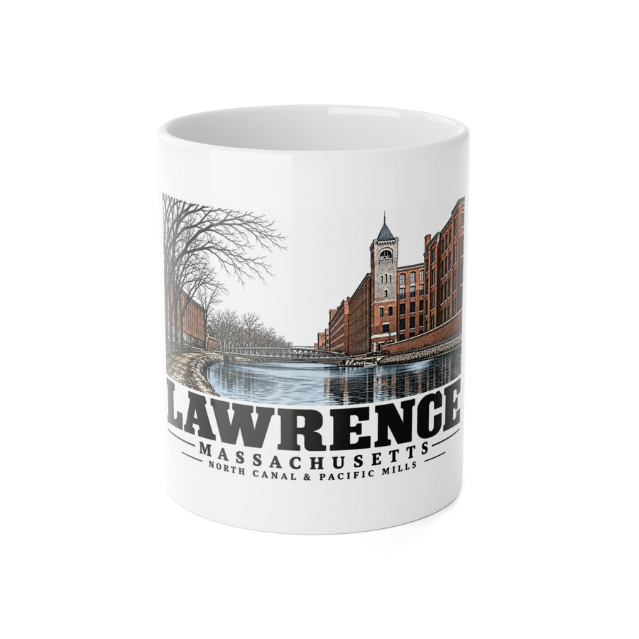 Lawrence North Canal and Pacific Mills 11 oz White Ceramic Mug — Merrimack Valley Goods