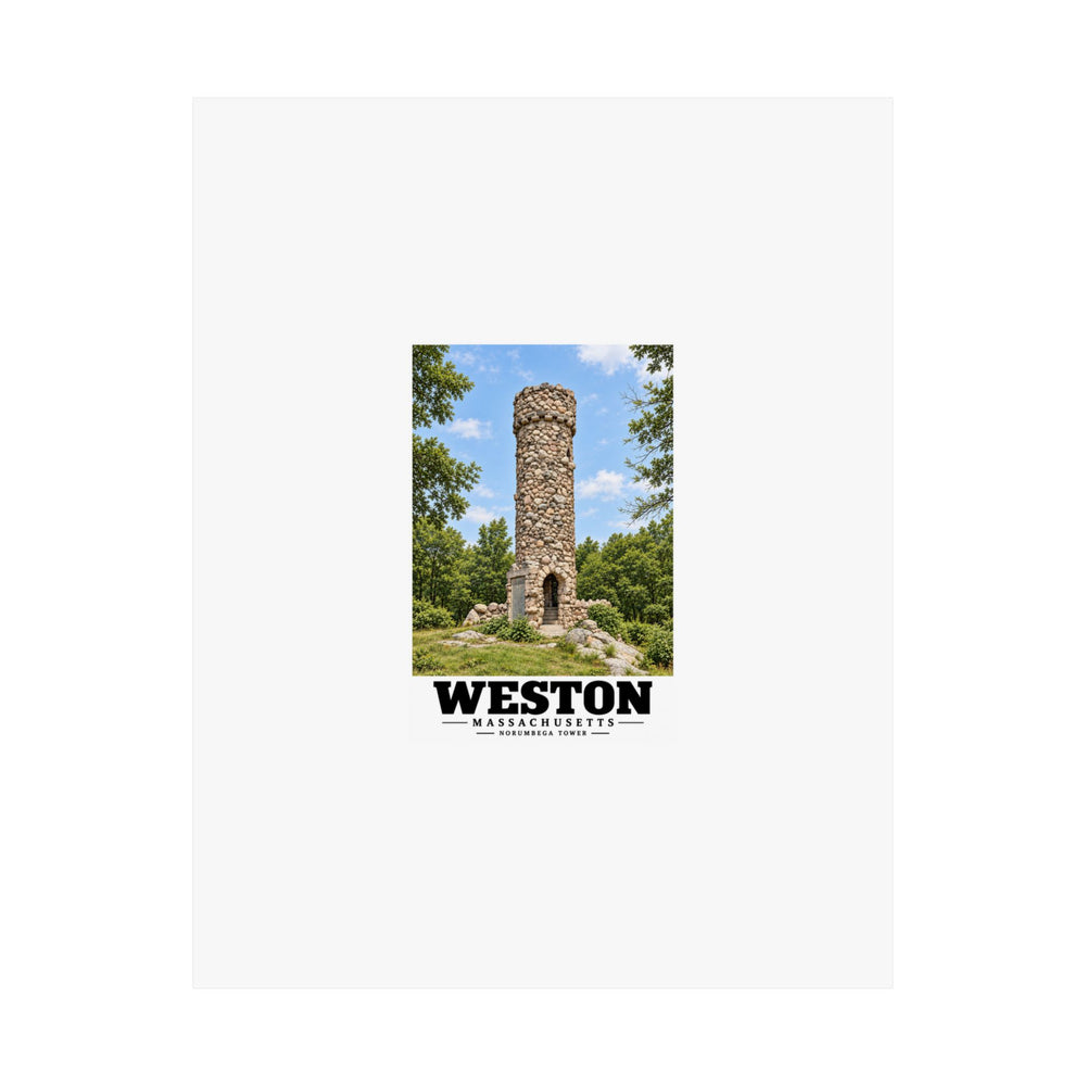 Illustrated Norumbega Tower in Weston on unframed matte poster