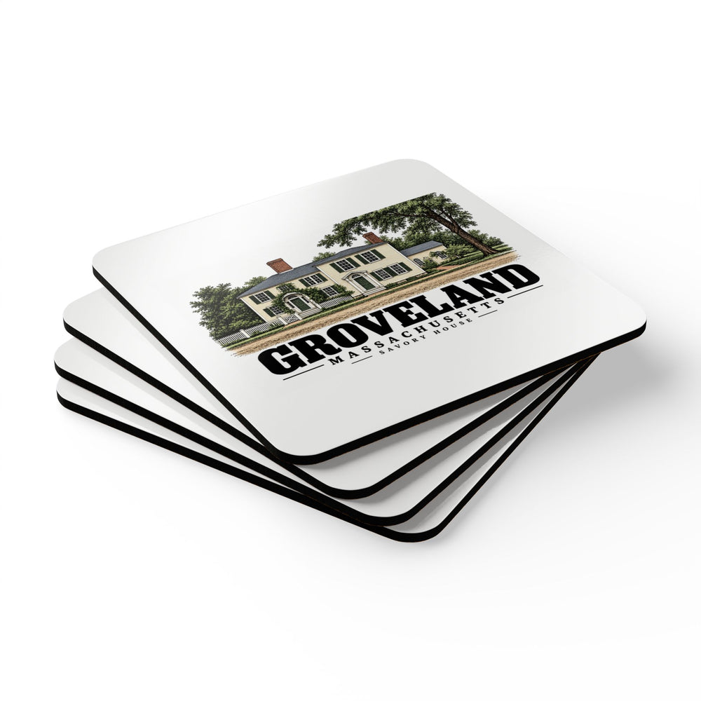 Groveland Savory House exterior, Groveland, Massachusetts Cork Back Coaster Set - Merrimack Valley Goods