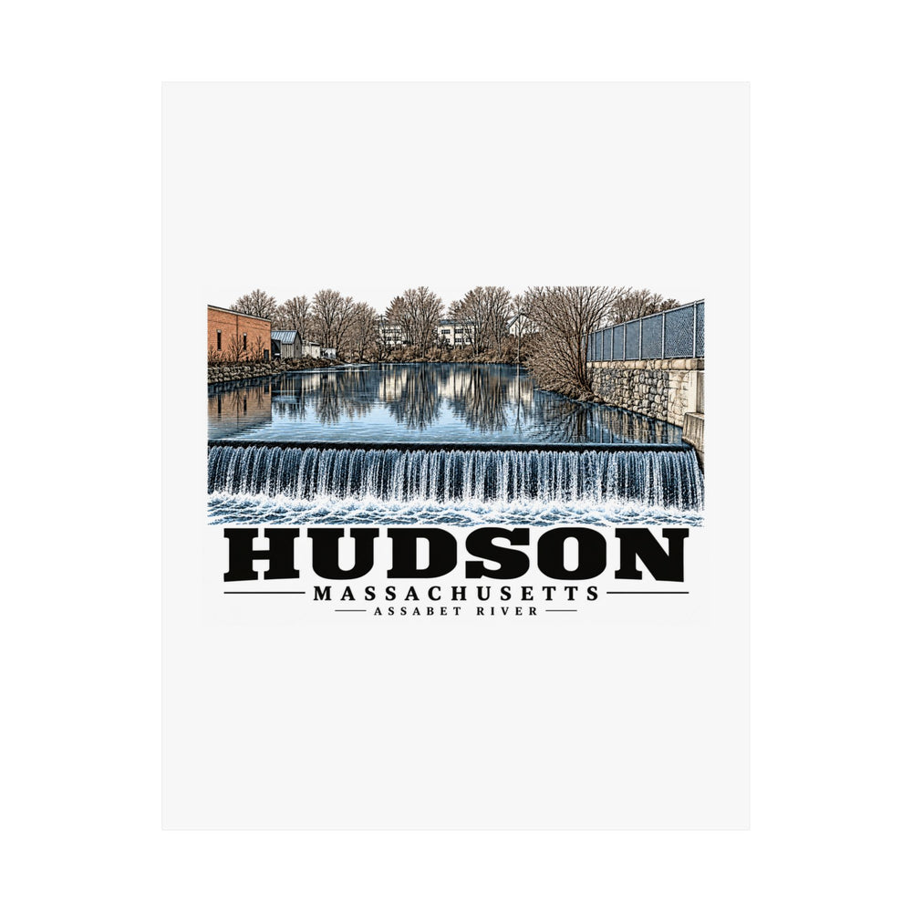 Illustrated Assabet River in Hudson on unframed matte poster