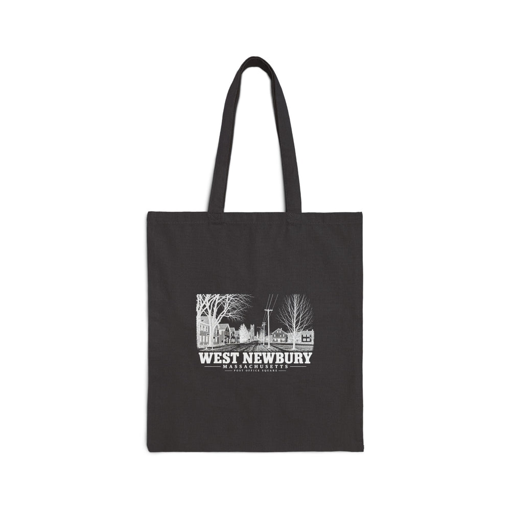 Post Office Square and street railway tracks Natural + Black Heavy Canvas Tote - Merrimack Valley Goods
