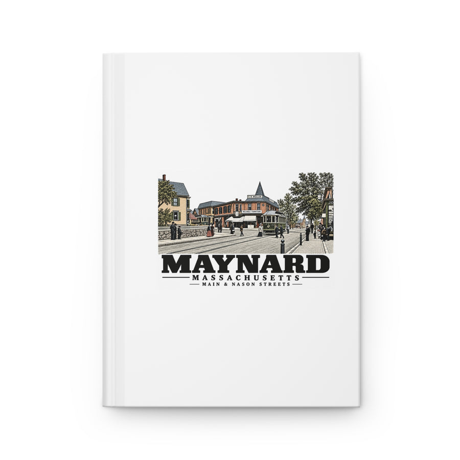 Illustrated Main & Nason Streets in Maynard on matte hardcover journal