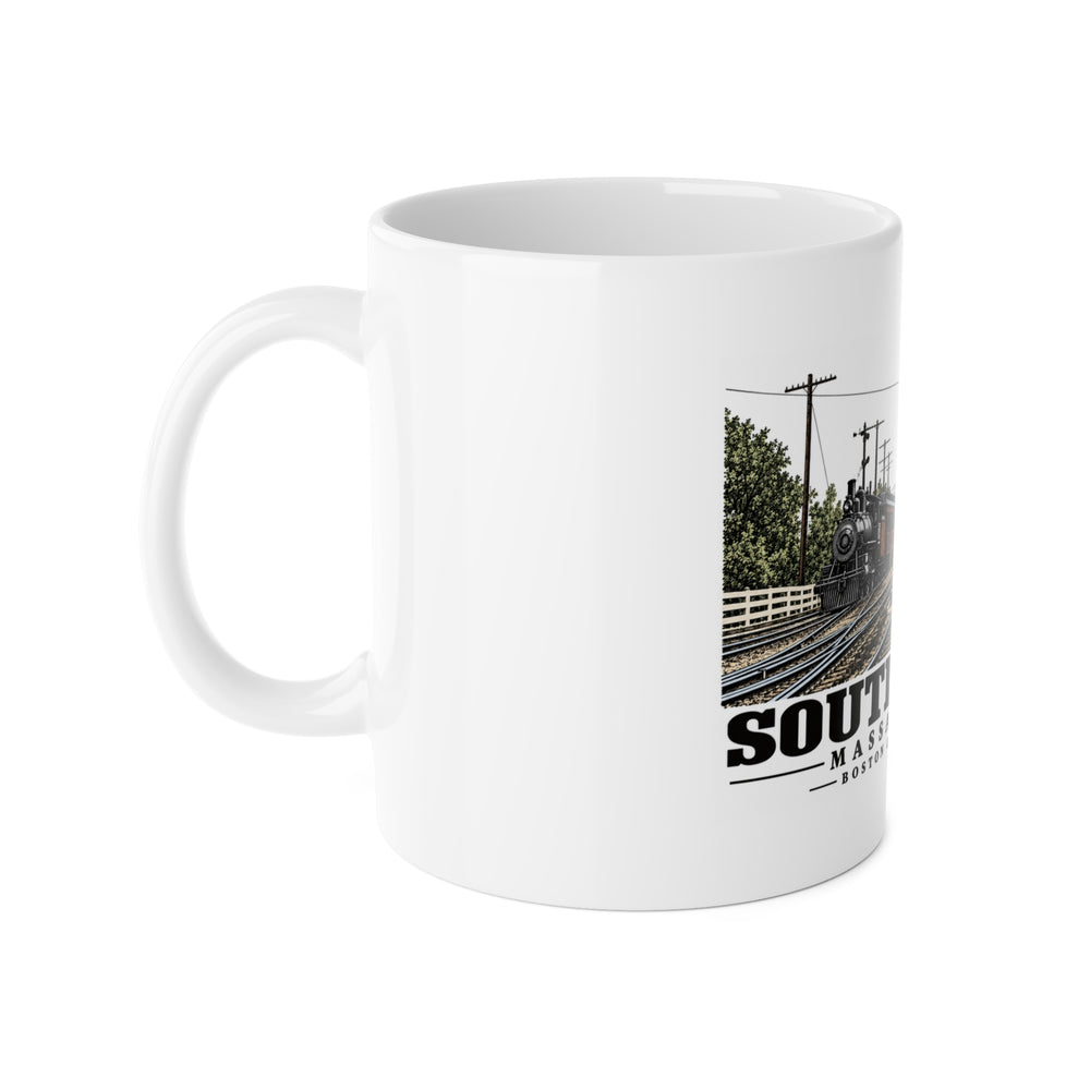 Illustrated Boston & Maine Station in South Acton on ceramic mug
