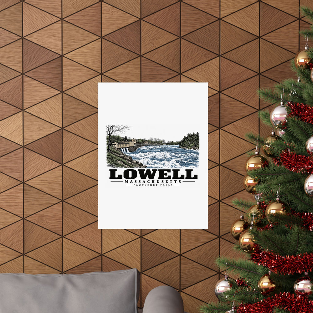 18 x 24 room view of Pawtucket Falls matte poster, Lowell, Massachusetts.