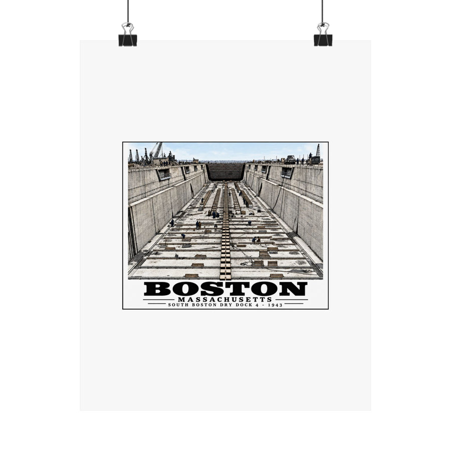 Dry dock #4 US Naval Dry dock, South Boston, completed June 1943 Matte Heritage Poster — 11 × 14 and 18 × 24 in - Boston Harbor