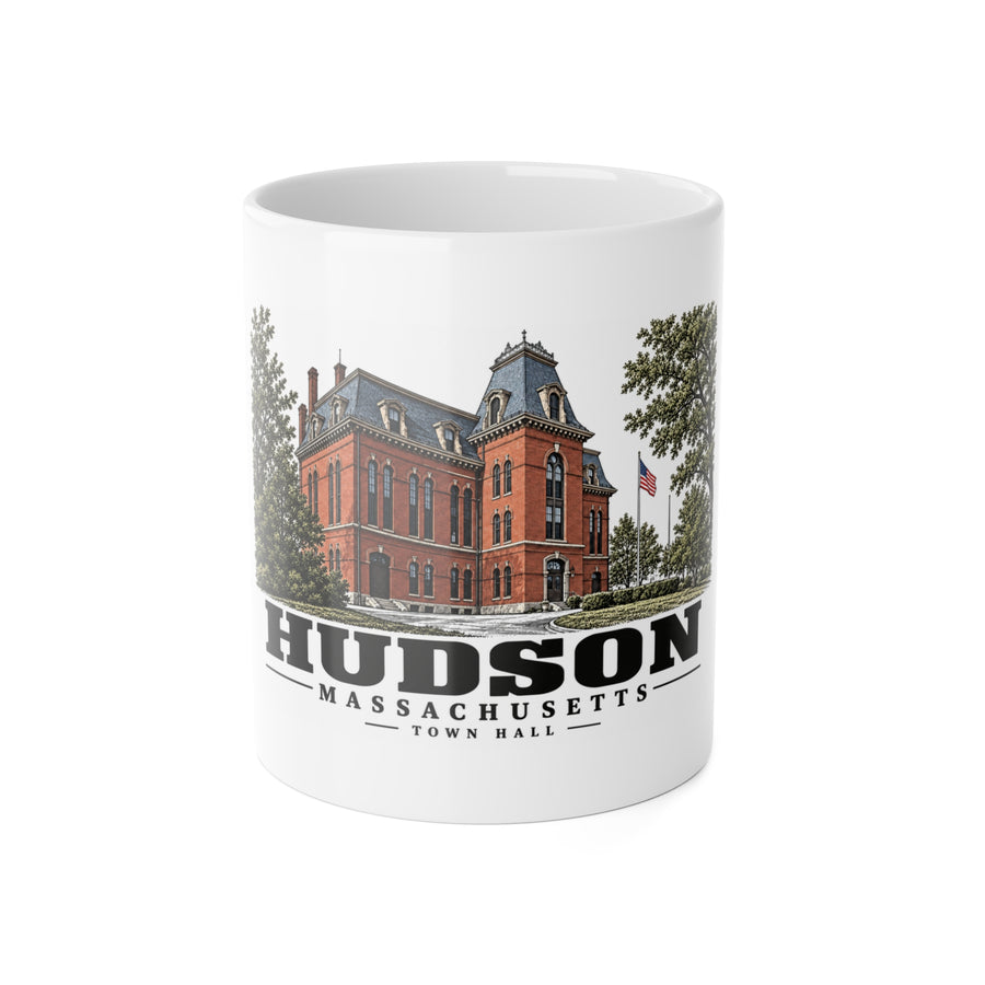 Illustrated Town Hall in Hudson on ceramic mug