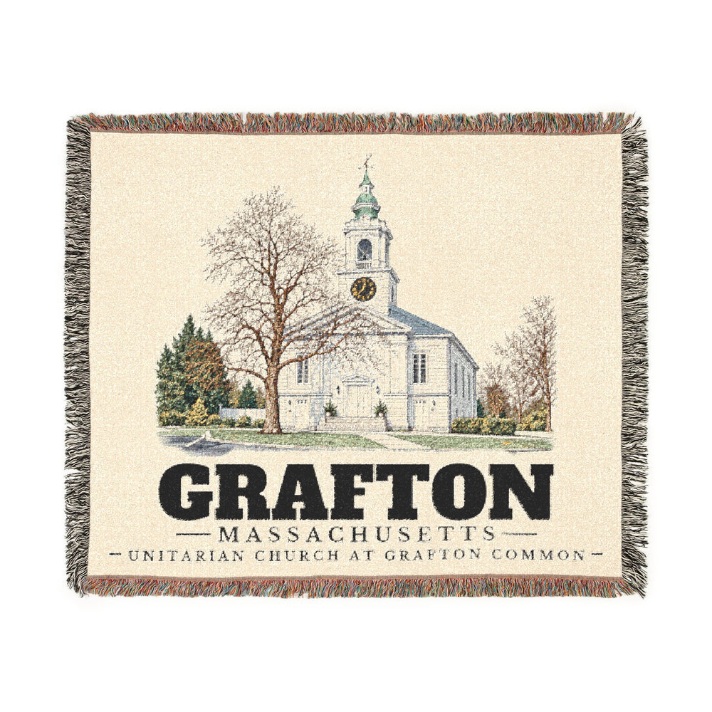 Unitarian Church at Grafton Common — Grafton, Massachusetts woven blanket, product view 1
