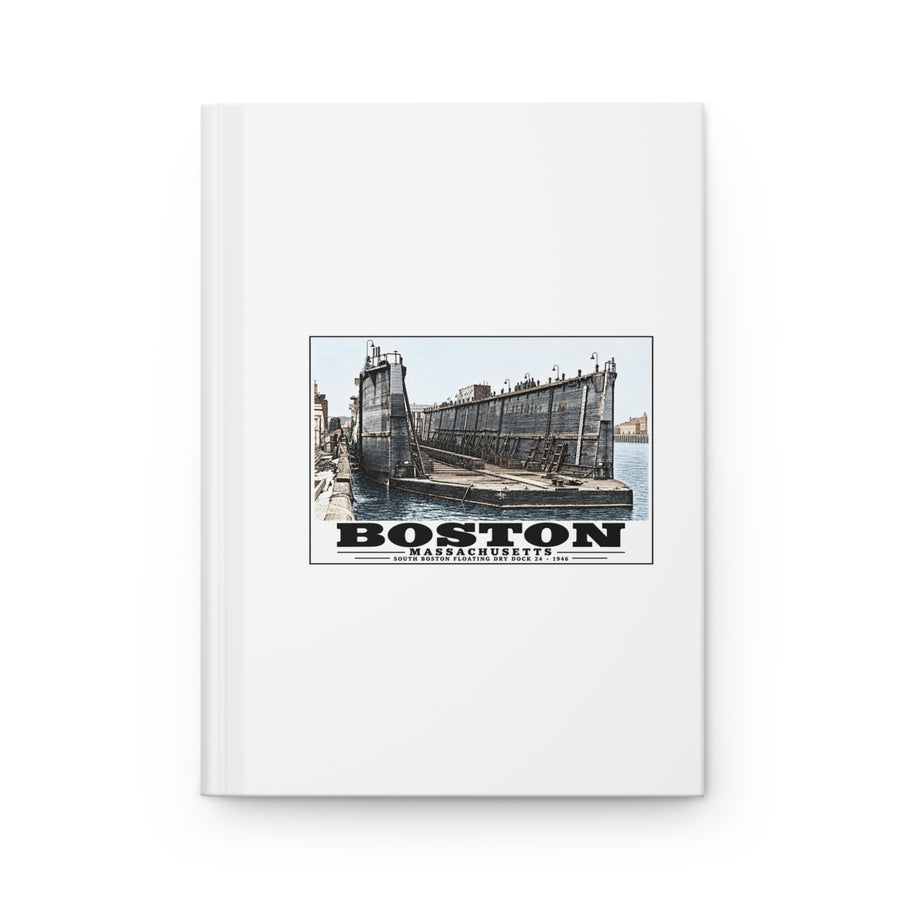 Floating dry dock #24 US Naval Dry Dock, South Boston Matte Hardcover Journal - Boston Harbor