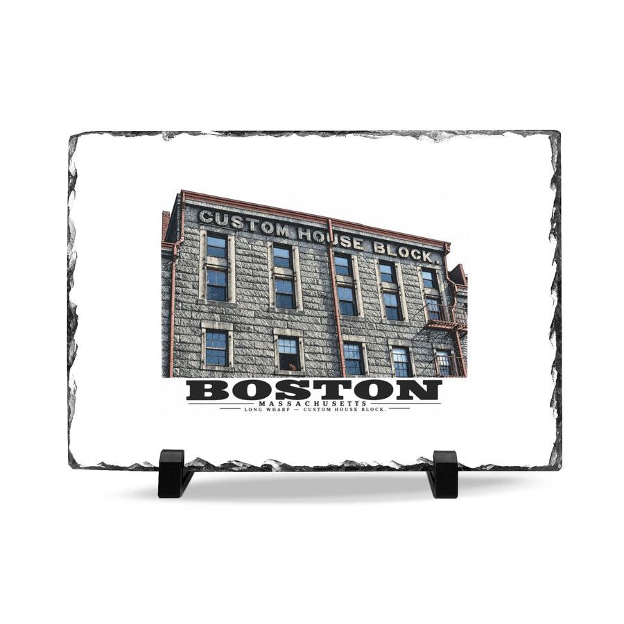 Long Wharf Custom House Block 7 × 11 in Slate Desk Plaque - Boston Harbor