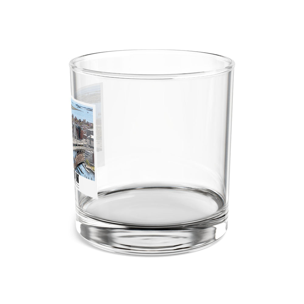 Aerial view of Boston with Zakim Bridge across Charles 10 oz Rocks Glass - Charles River