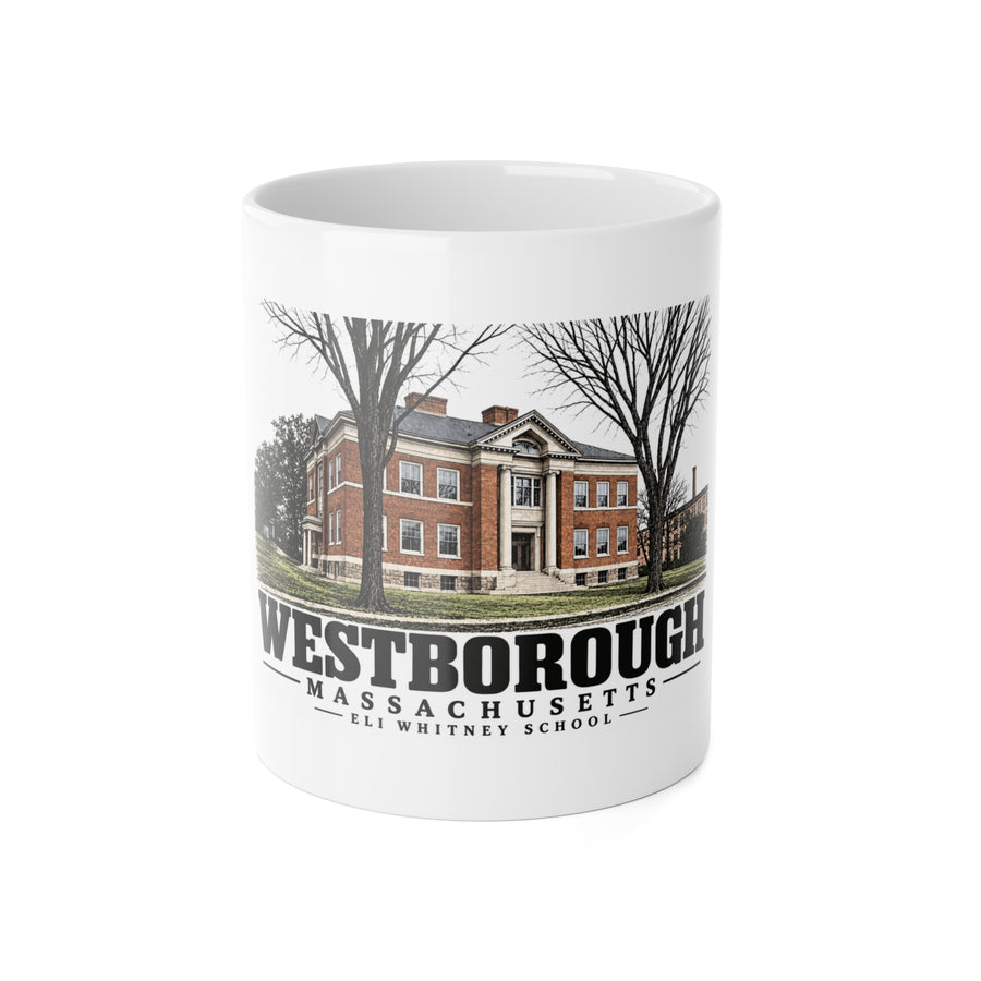WESTBOROUGH Eli Whitney School 11 oz White Ceramic Mug - Assabet Valley Goods