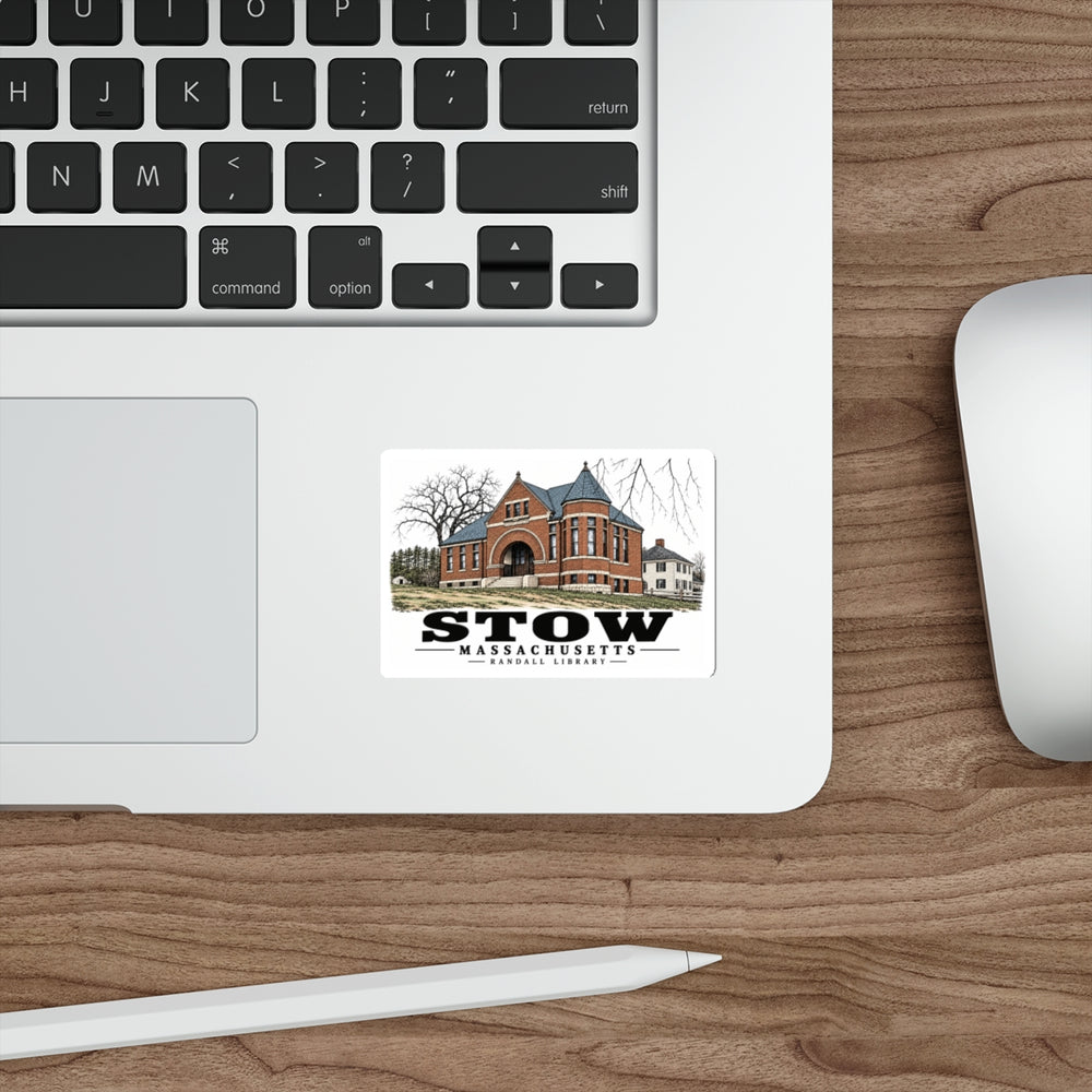 Illustrated Randall Library in Stow on die-cut sticker