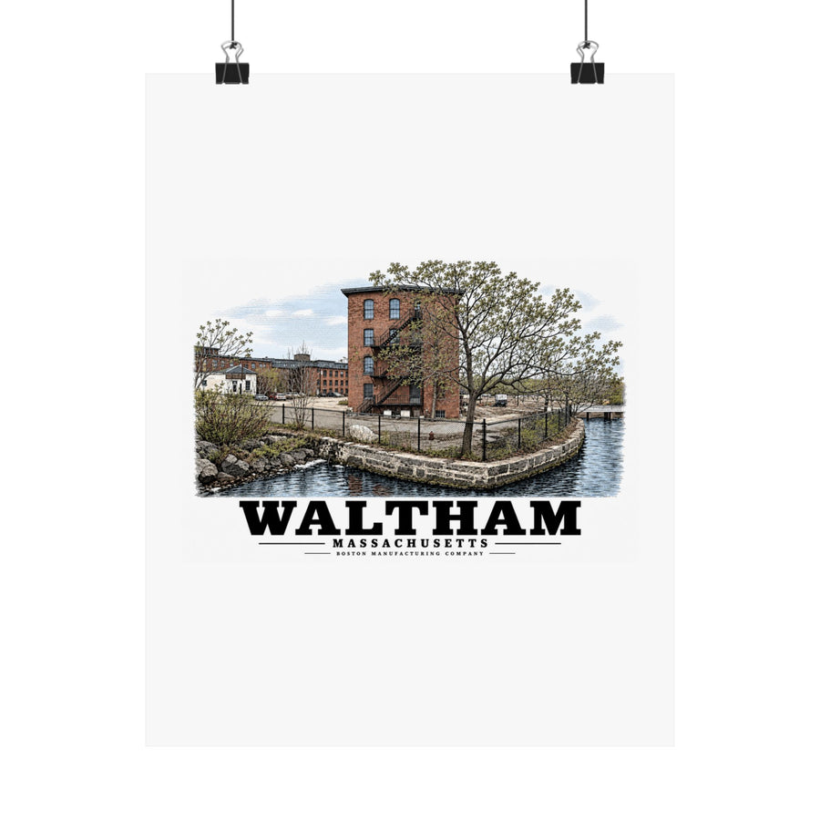 Illustrated Boston Manufacturing Company in Waltham on unframed matte poster
