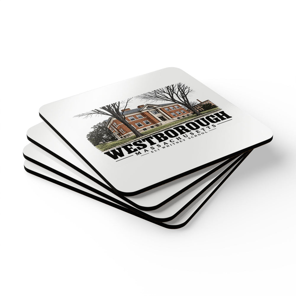 WESTBOROUGH Eli Whitney School Cork Back Coaster - Assabet Valley Goods