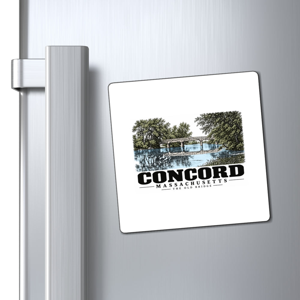 Illustrated The Old Bridge in Concord on square magnet