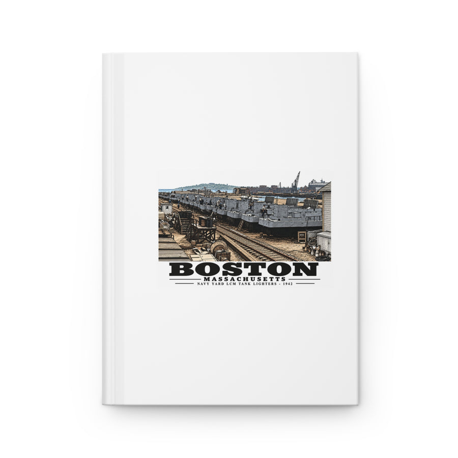 Illustrated Tank Lighters at Boston Navy Yard in Charlestown on matte hardcover journal