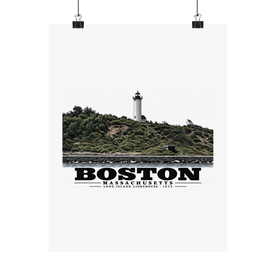 Long Island Lighthouse Matte Heritage Poster — 11 × 14 and 18 × 24 in - Boston Harbor