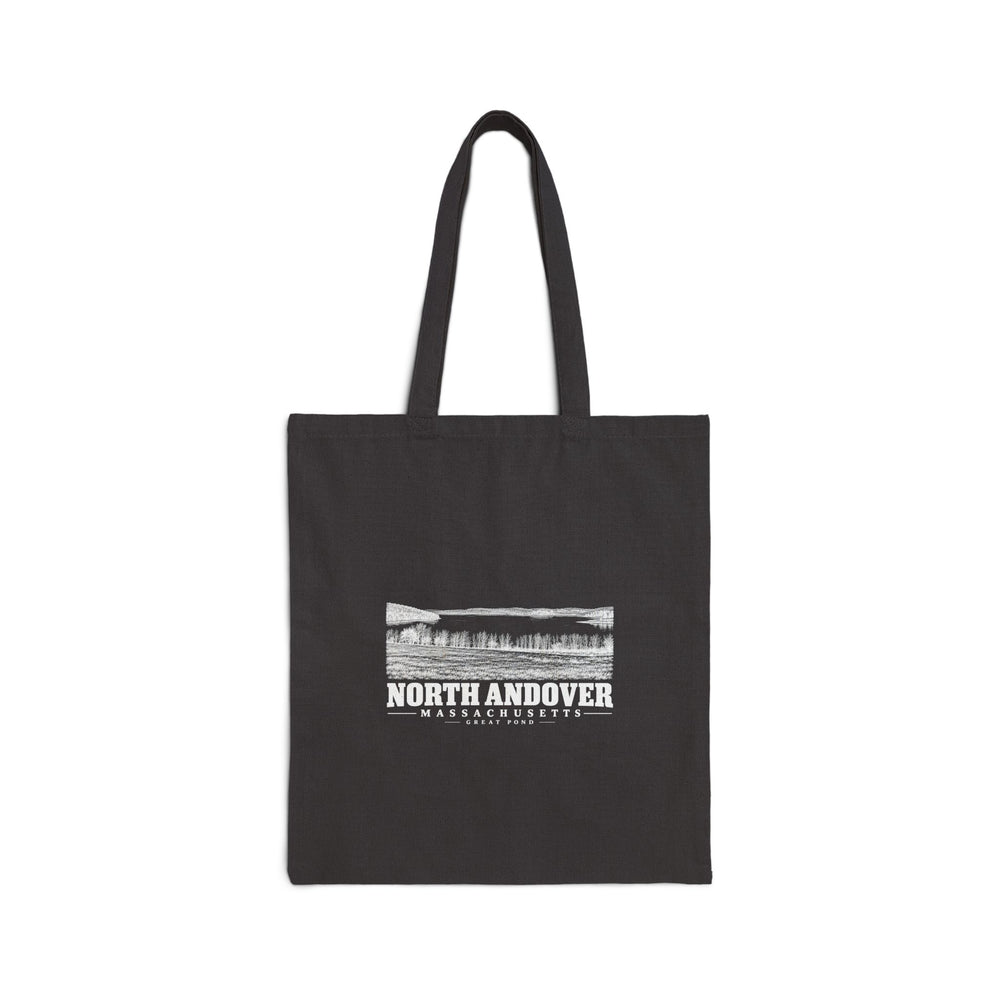 View of Great Pond, North Andover Natural + Black Heavy Canvas Tote - Merrimack Valley Goods