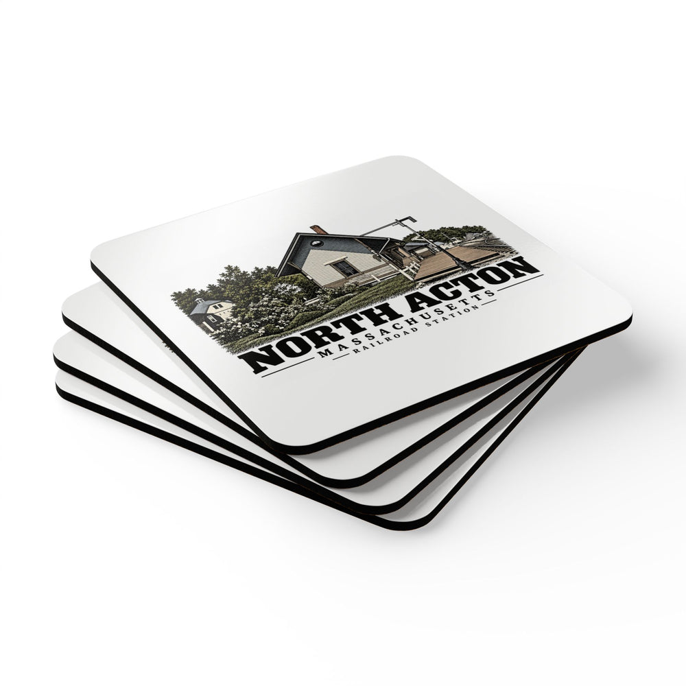 ACTON Railroad Station Cork Back Coaster Set - Assabet Valley Goods