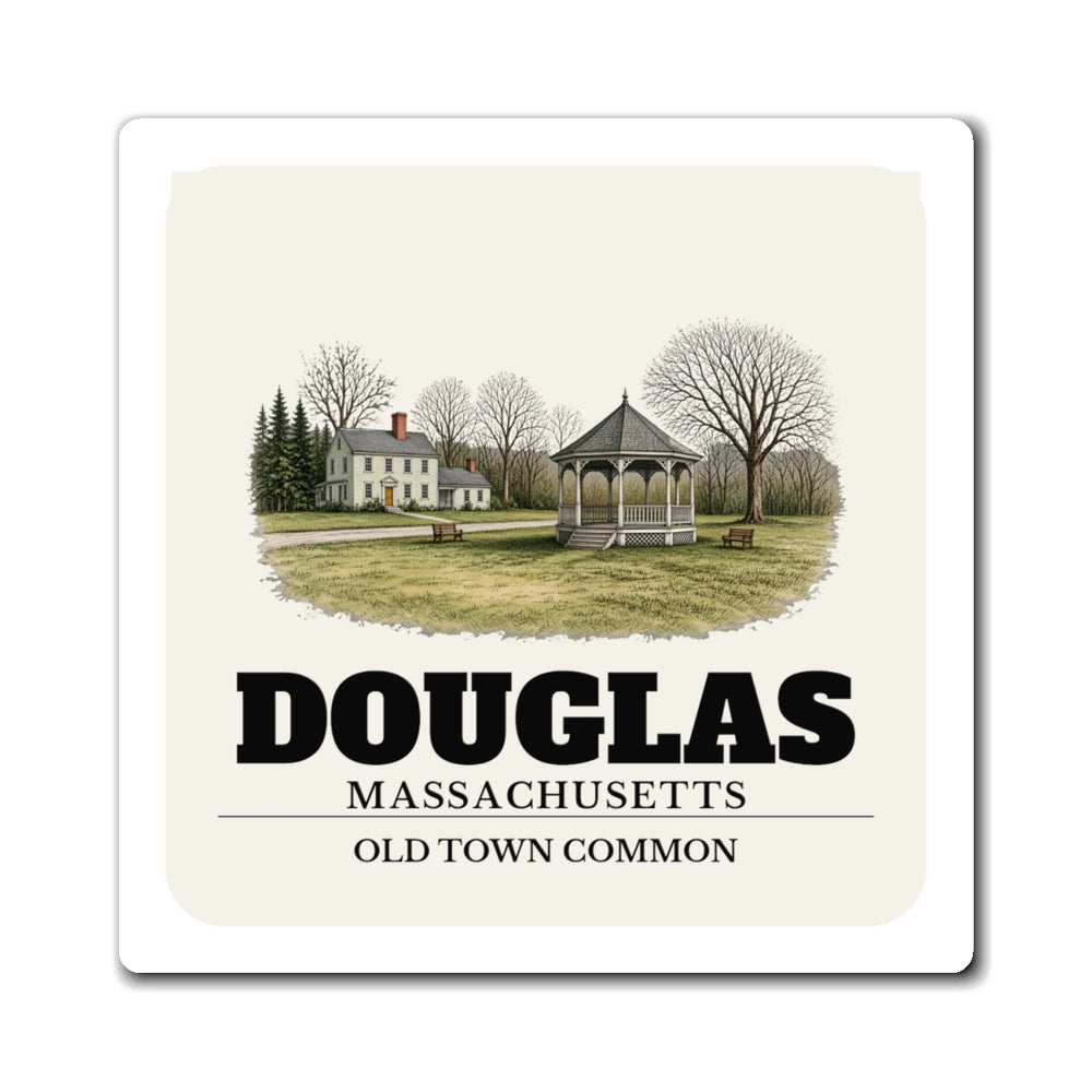 Douglas Old Town Common 4 inch magnet shown on a refrigerator