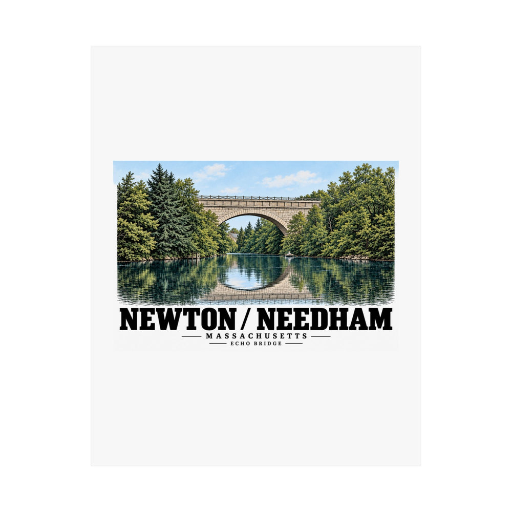 Flat Echo Bridge landscape poster with Newton/Needham lettering