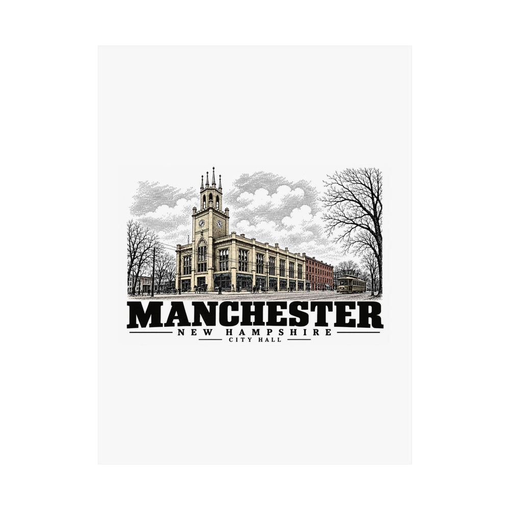 18 x 24 unclipped front of City Hall matte poster, Manchester, New Hampshire.