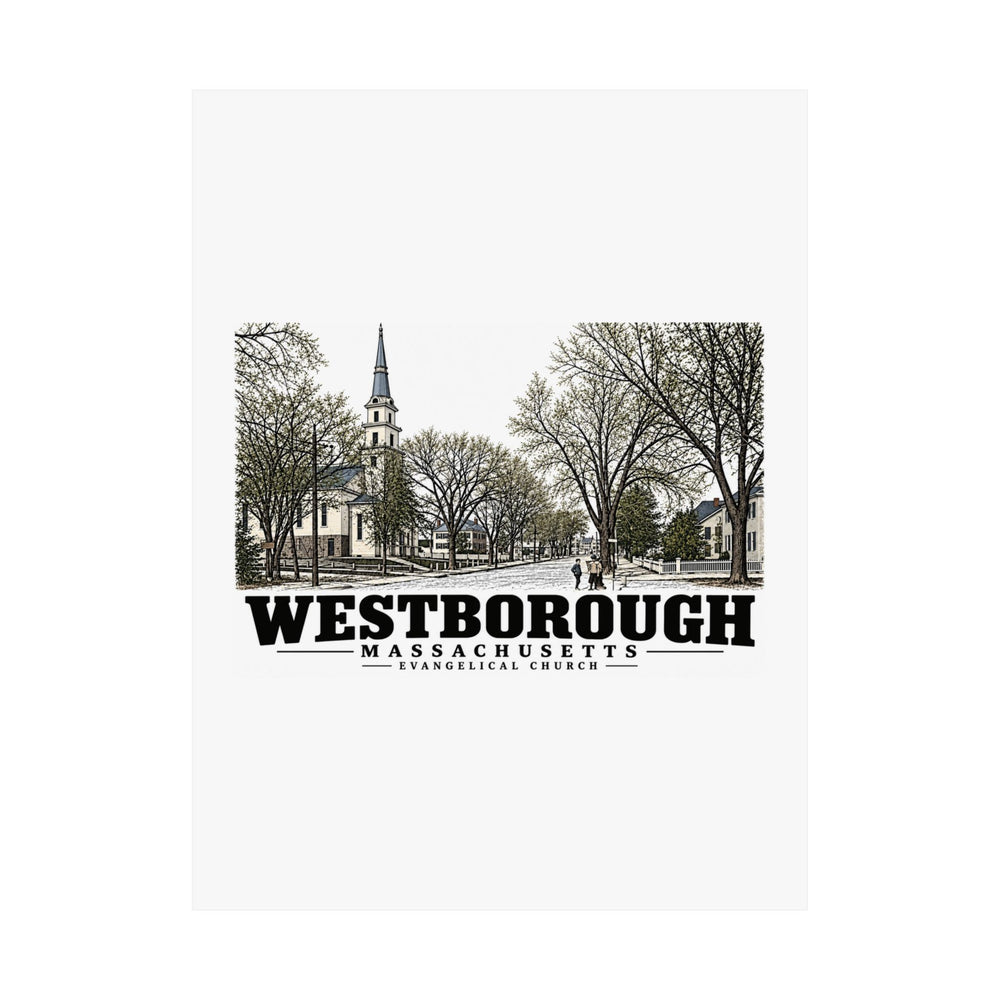 Illustrated Evangelical Church in Westborough on unframed matte poster