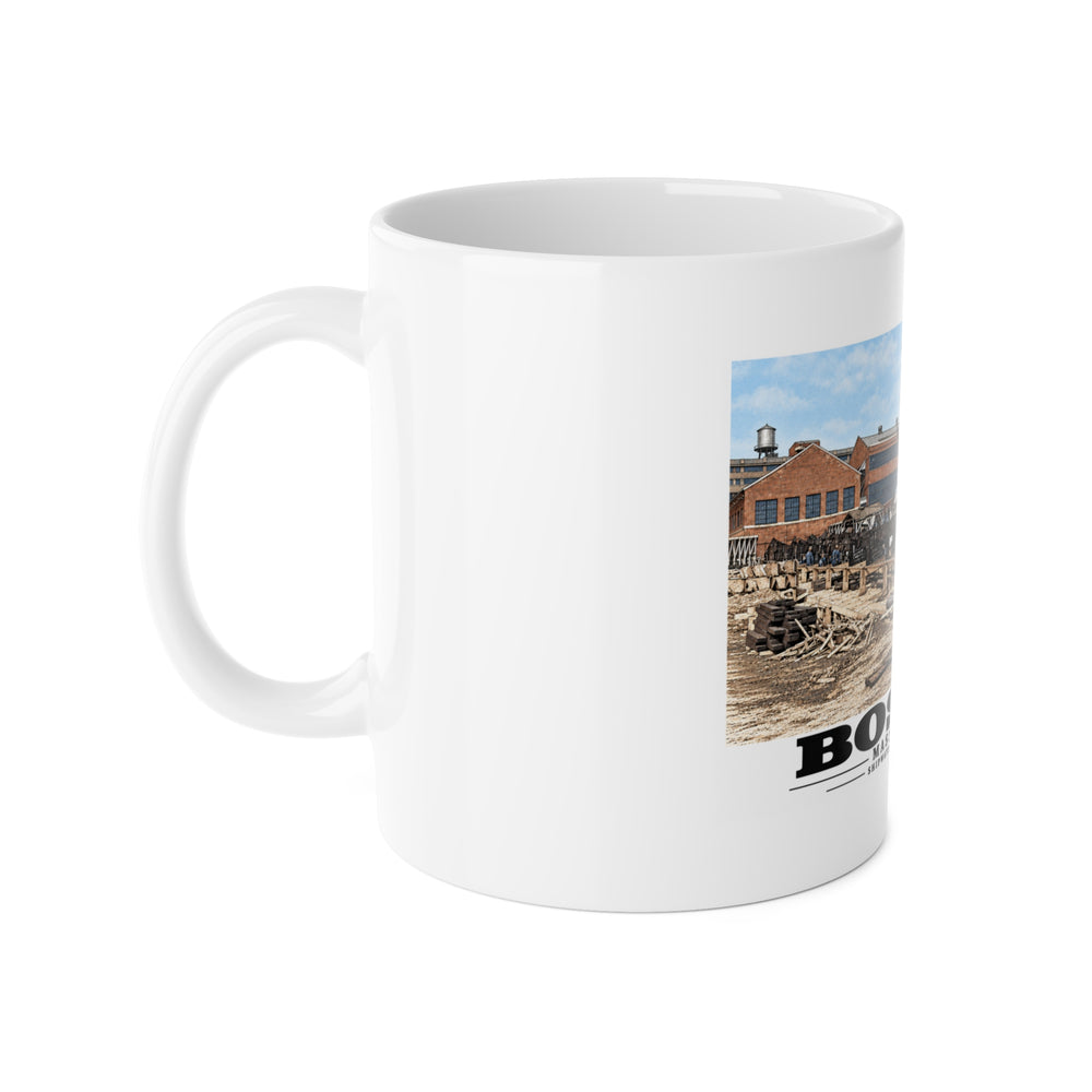 Shipways #2 Start of construction Completed 9/1941 11 oz White Ceramic Mug - Boston Harbor