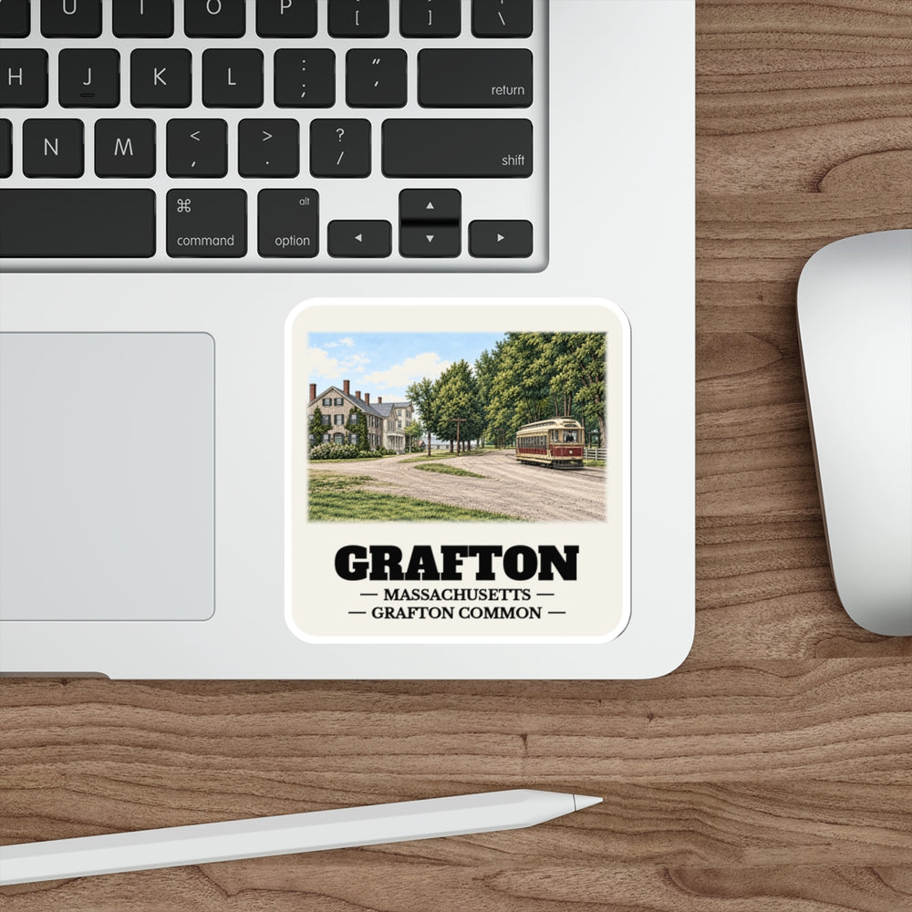 Grafton Common - Historic Streetcar View sticker shown on a laptop