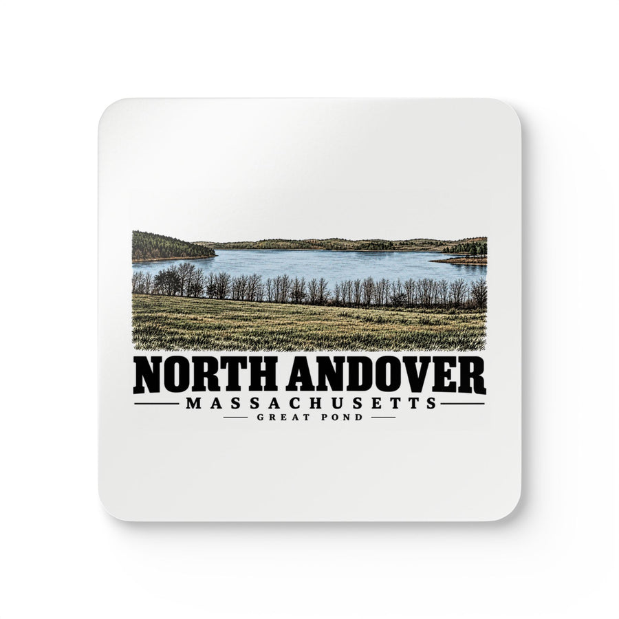 North Andover View of Great Pond, North Andover Cork Back Coaster Set - Merrimack Valley Goods