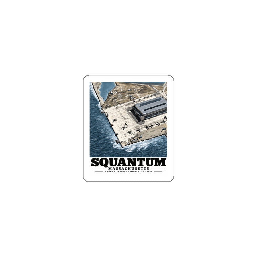 NAS Squantum at high tide 4 in White Die-Cut Sticker - Boston Harbor