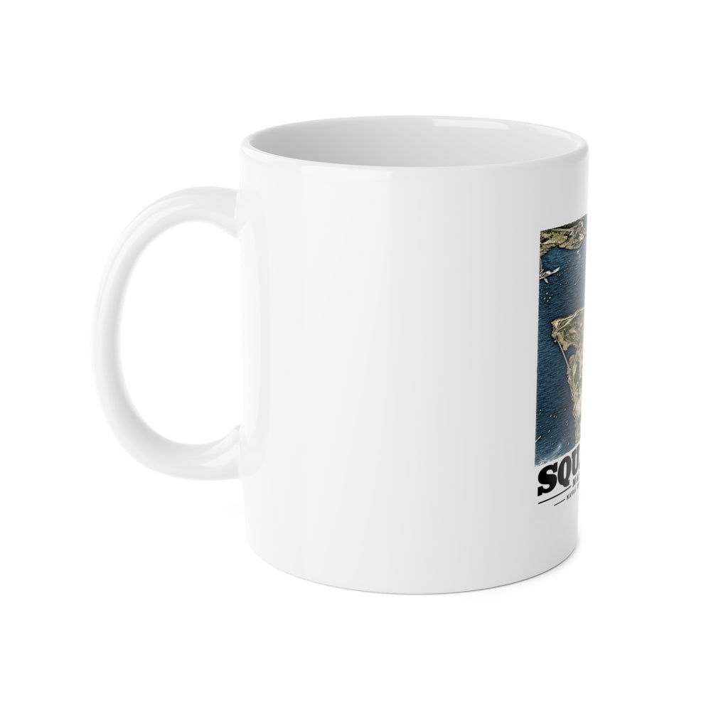 NRAB Squantum Boston, MA landing field and buildings looking north into Dorchester Bay 11 oz White Ceramic Mug - Boston Harbor