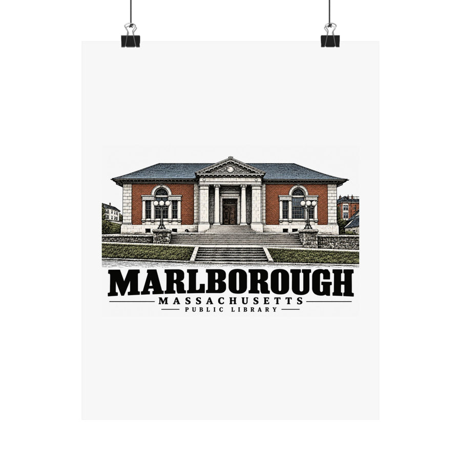 Illustrated Public Library in Marlborough on unframed matte poster