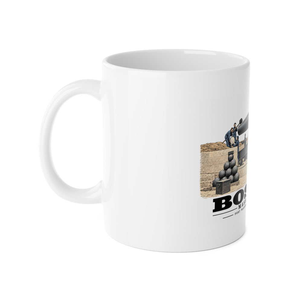 View of the 15 inch gun, Fort Warren, 1864 11 oz White Ceramic Mug - Boston Harbor