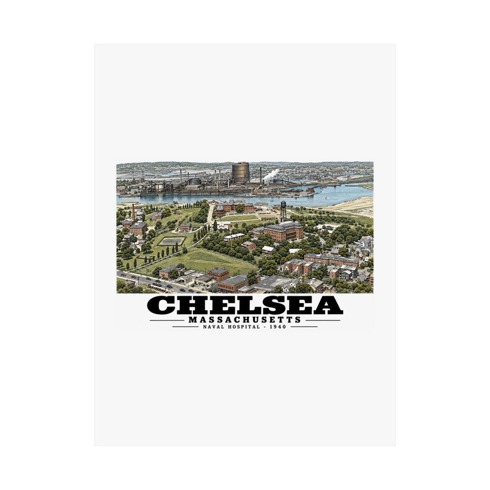 Naval Hospital Chelsea Matte Heritage Poster — 11 × 14 and 18 × 24 in - Boston Harbor