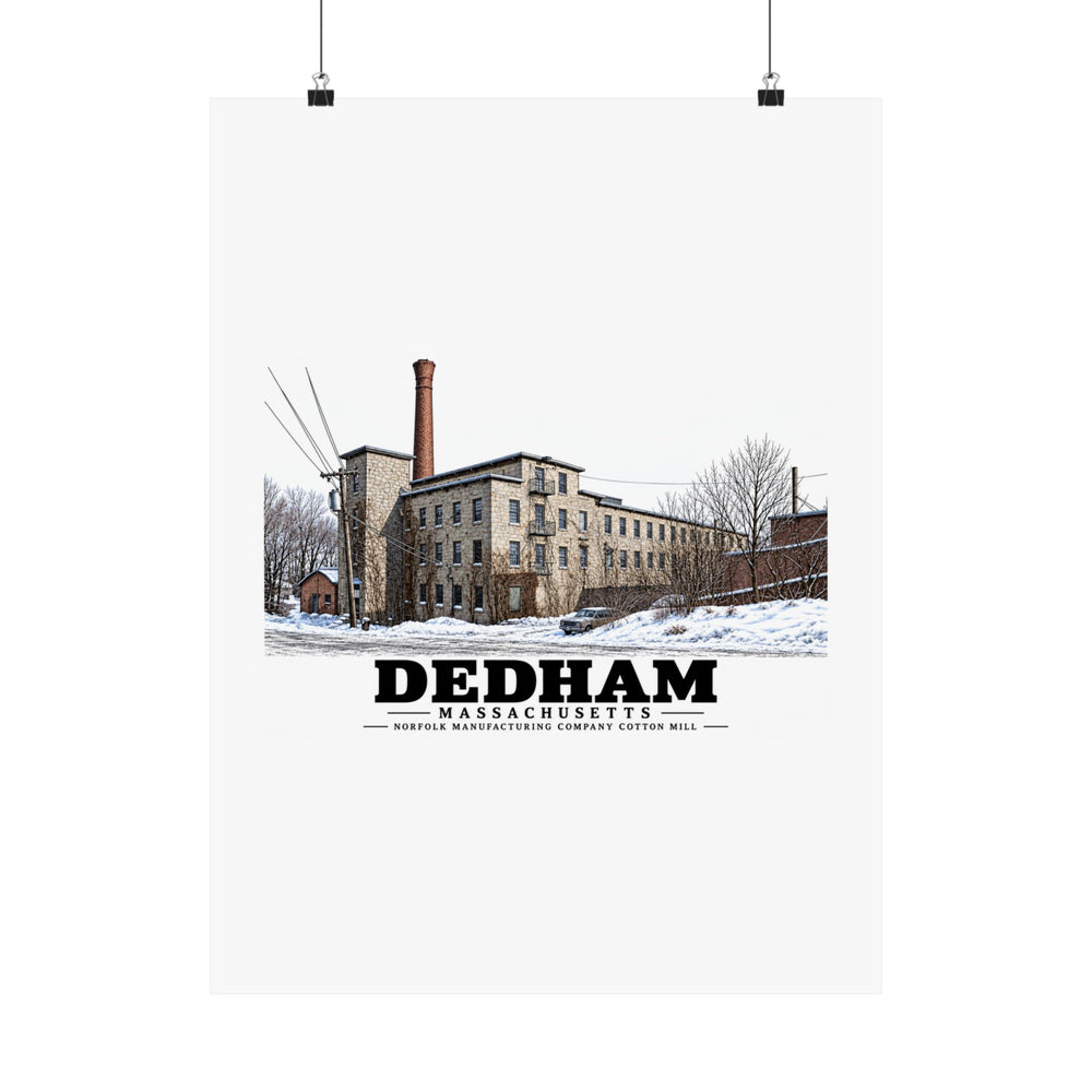 Illustrated Norfolk Manufacturing Company Cotton Mill in Dedham on unframed matte poster