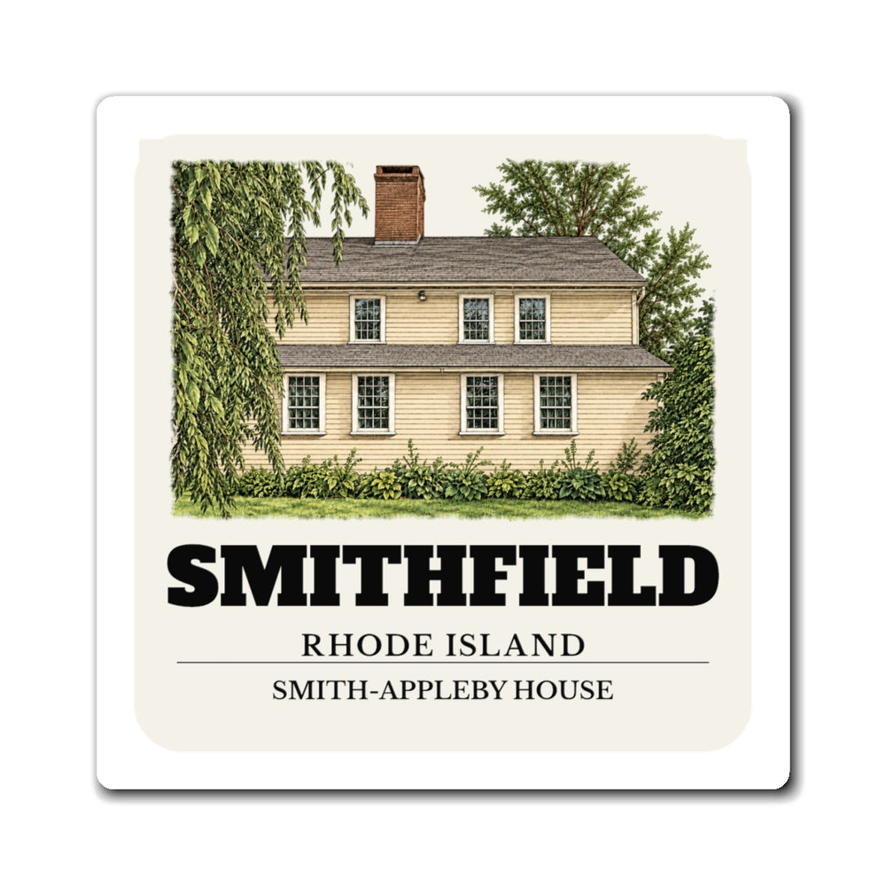 Smithfield Smith-Appleby House 4 inch magnet shown on a refrigerator